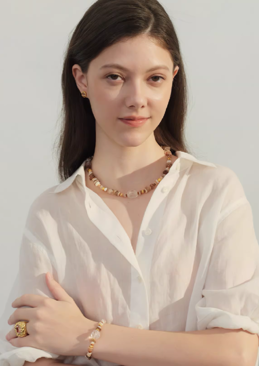 Sea Breeze Crystal Necklace – Multi-Stone Coastal Choker