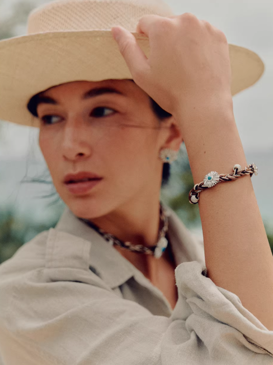 Palm Button Chain Bracelet – Handwoven Metal Fusion
