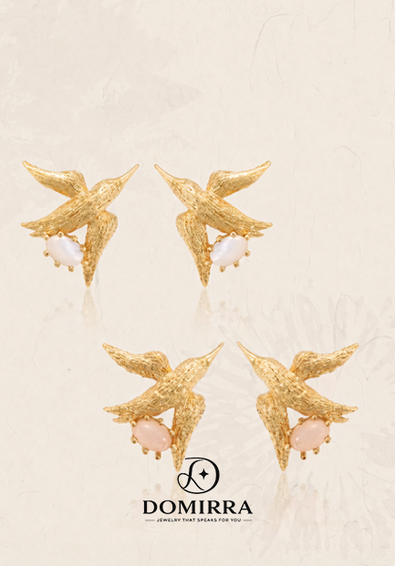 Golden Flight Studs – Sculpted Bird Everyday Earrings