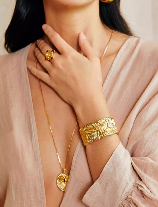 Palm Ruins Cuff – Vintage Wide Open Bracelet