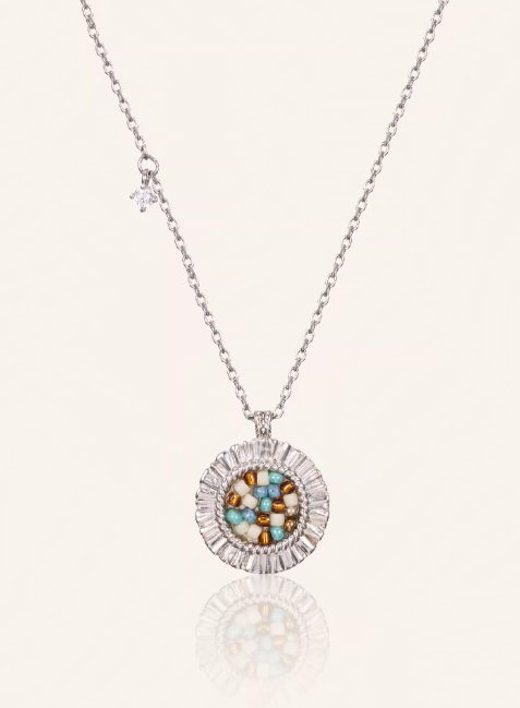 Sunlit Bead Necklace – Hand-Embellished Collar Chain