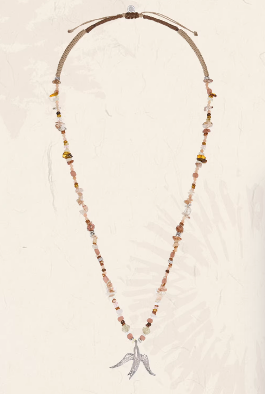 Sky Flight Necklace – Crystal Bead Bird Statement Piece